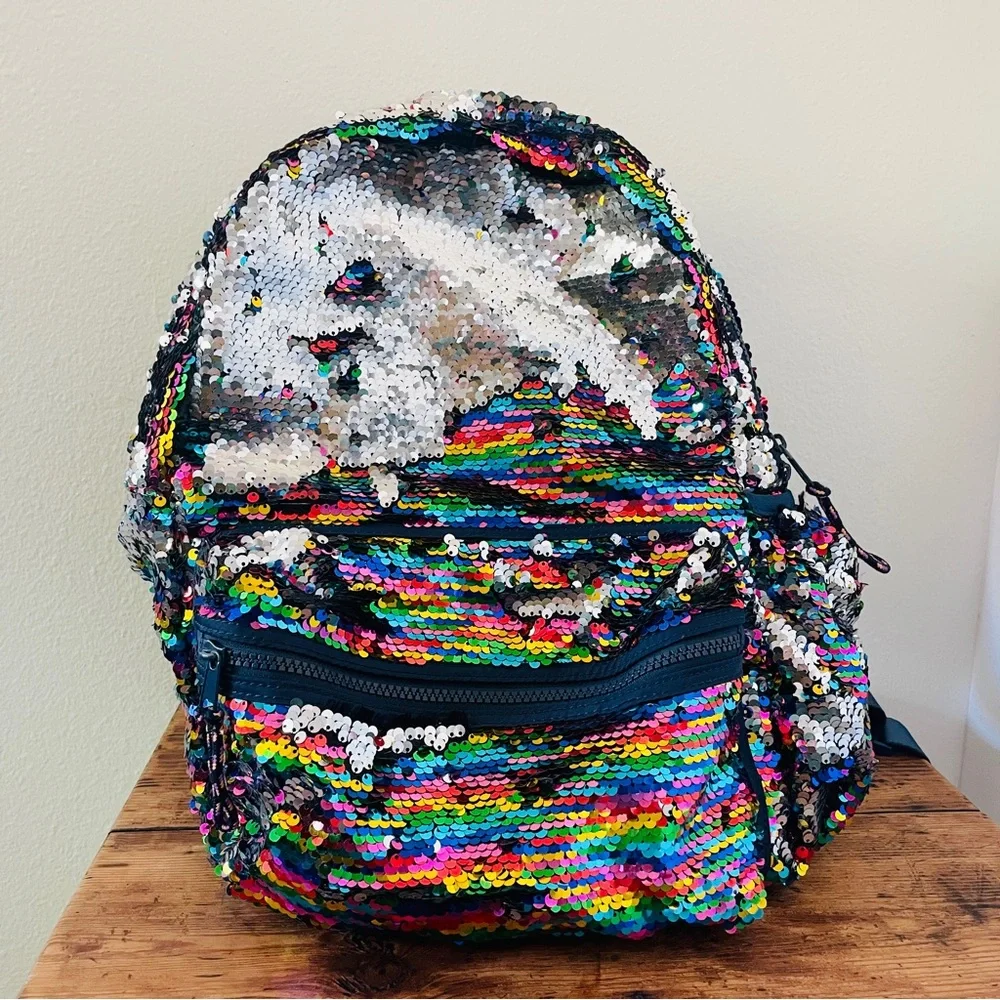 Crewcuts Rainbow Sequin Flip Backpack
